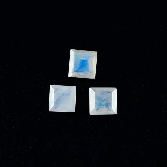 Rainbow Moonstone 1PC Large 10×10 MM Square Faceted White Shine Semi Precious Loose Gems