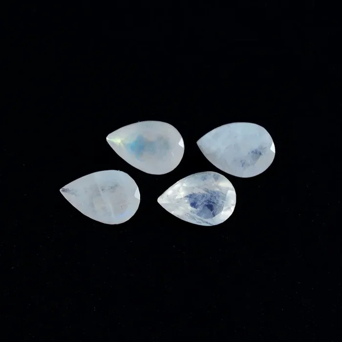 Rainbow Moonstone 1PC Large 10×14 MM Pear Faceted White Lustrous Semi Precious Loose Gemstone