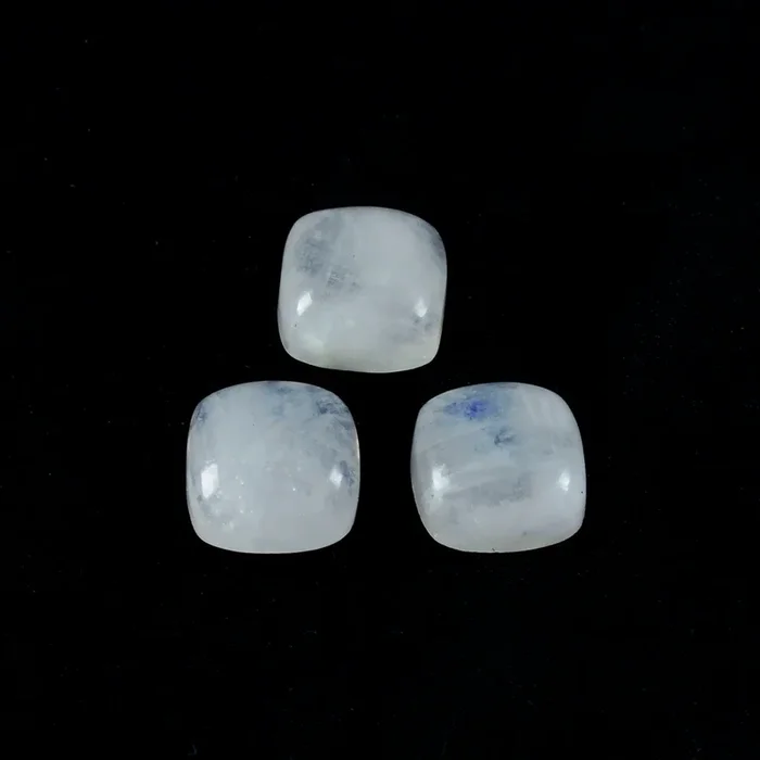 Rainbow Moonstone 1PC Large 11×11 MM Cushion Cabochon White Shine semi Precious Loose Gems