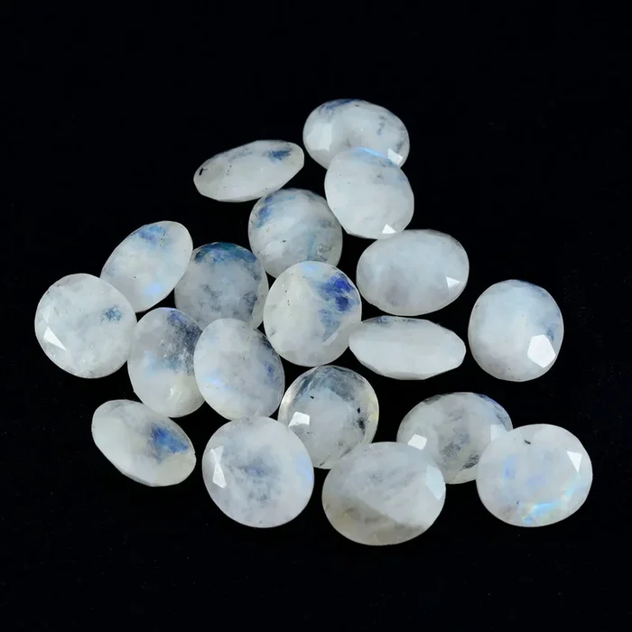 Rainbow Moonstone 1PC Medium 8×10 MM Oval Faceted White Lustrous Semi Precious Gems