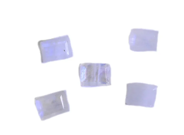 Rainbow Moonstone 1PC Small 6×9 MM Emerald Faceted White Brilliant Semi Precious Loose Gems