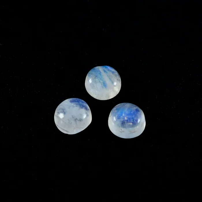 Rainbow Moonstone 1PC Small 8×8 MM Round Cabochon White Superior semi Precious Semi Precious Gemstone