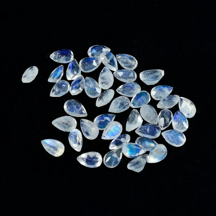 Rainbow Moonstone 1PC Tiny 4×6 MM Pear Faceted White Natural Semi Precious Gems