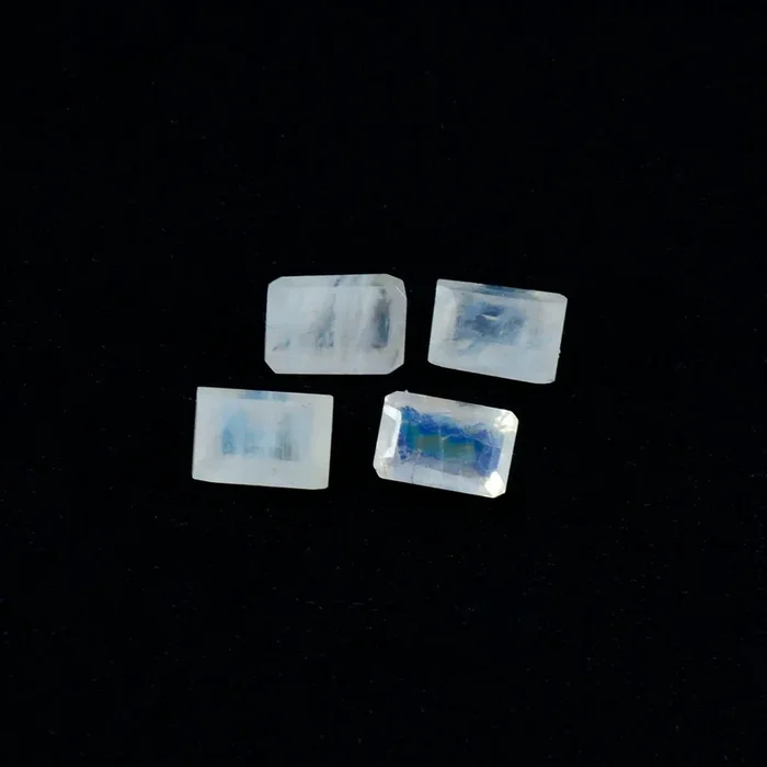 Rainbow Moonstone 1PC Tiny 5×7 MM Emerald Faceted White Pure Semi Precious Loose Gemstones