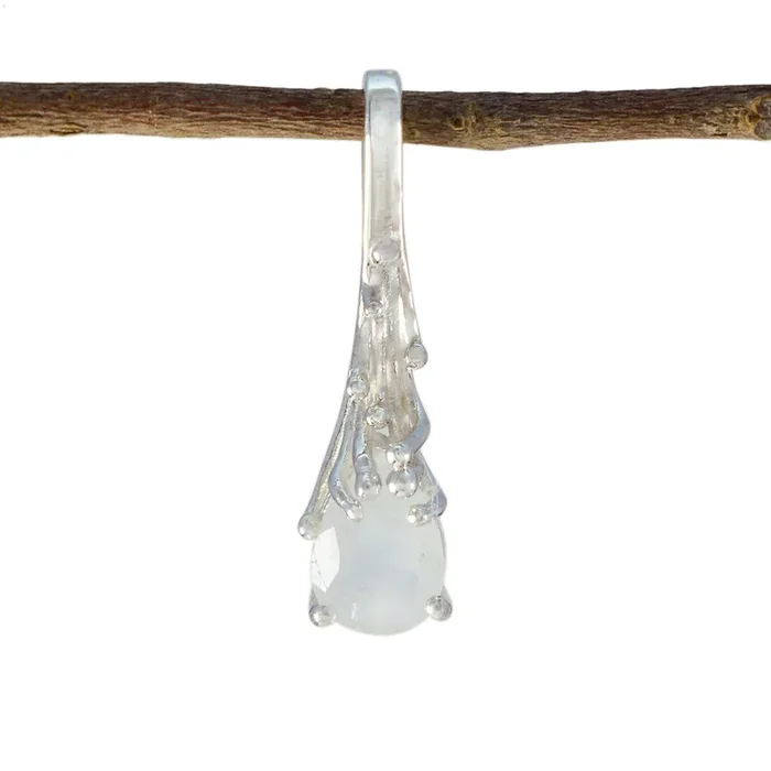 Rainbow Moonstone Delicate German Silver Solitaire Camila Signet White Pendant Jewelry