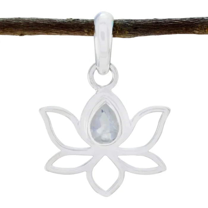 Rainbow Moonstone Elegant Japanese 92.5 Silver Solitaire Min-seo Rope-Wire White Pendant Jewellery