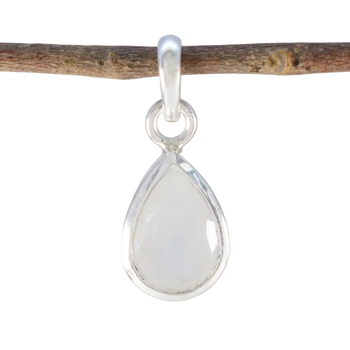 Rainbow Moonstone Elegant Korean 925 Silver Solitaire Xiu Abstract White Pendant Jewelry