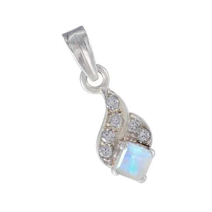 Rainbow Moonstone Minimalist Australian Sterling Silver multiple Bianca Trendy White Pendant Jewellery
