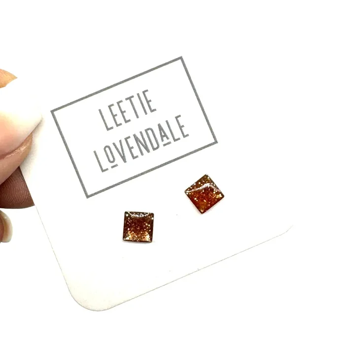 Raspberry Glitter Square Studs – Little Deadstock Vintage Enamel Stud Earrings