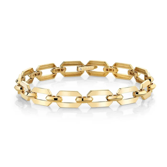 READY TO SHIP SOLID GOLD FLAT GEO LINK BRACELET