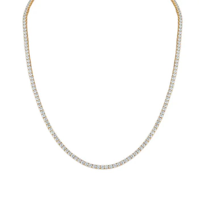 Red Hot Deal 10 CTW Round Lab Grown Diamond 18-inch Tennis Necklace in 10KT Yellow Gold