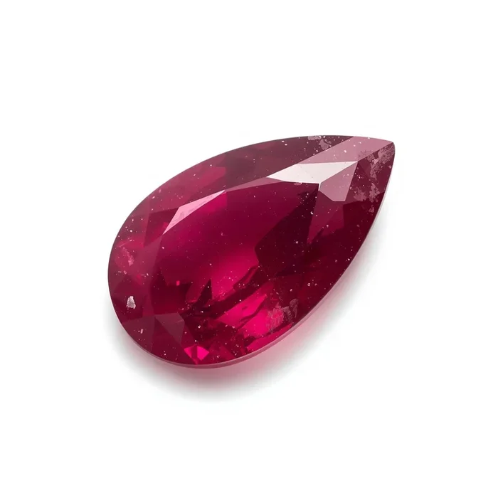 Red Jade 1PC Large 10×12 MM Pear Faceted Red Lustrous Semi Precious Gems