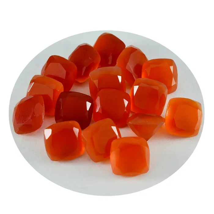 Red Onyx 10PC Tiny 4×4 MM Cushion Faceted Red Brilliant Semi Precious Loose Gemstones