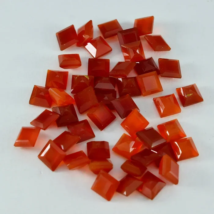 Red Onyx 1PC Small 8×8 MM Square Faceted Red Luster Semi Precious Loose Gemstones