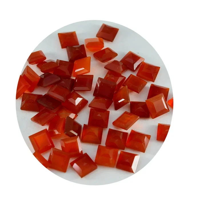 Red Onyx 1PC Tiny 5×5 MM Square Faceted Red Sparkling Semi Precious Gems