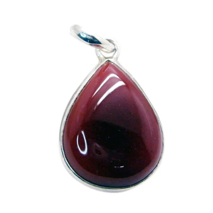 Red Onyx Essential Russian Sterling Silver Solitaire Ángeles valentine Red Pendant Jewellery
