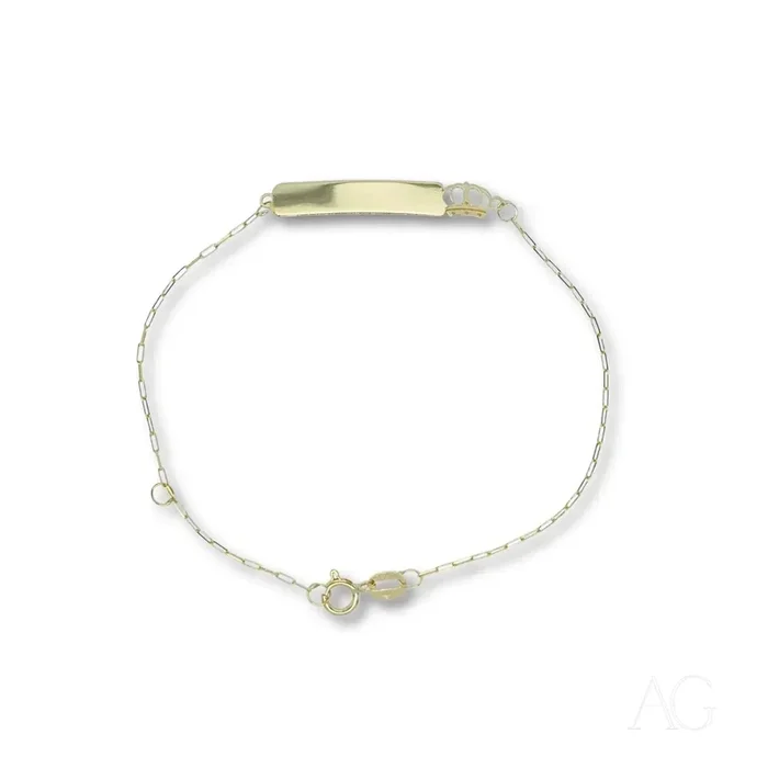 Regal elegance: 18k solid gold id bracelet with crown motif