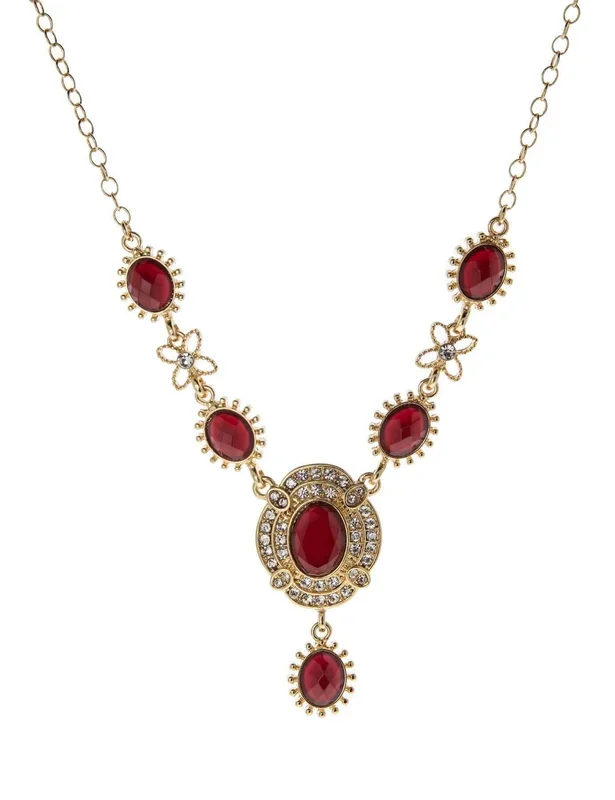 Regency Sol Oval Stone Crystal Drop Necklace 16″ + 3″ Extender