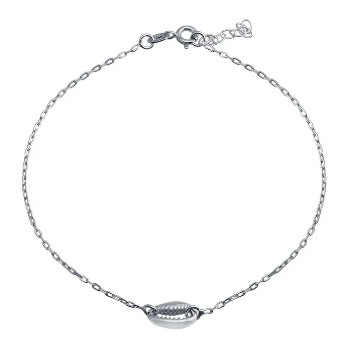 Rhodium Plated 925 Sterling Silver Clam Mouth Chain Anklet – SOA00028