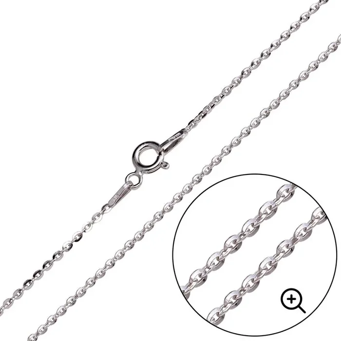 Rhodium Plated 925 Sterling Silver Flat Oval Link Chain 1.4mm – CH454 RH