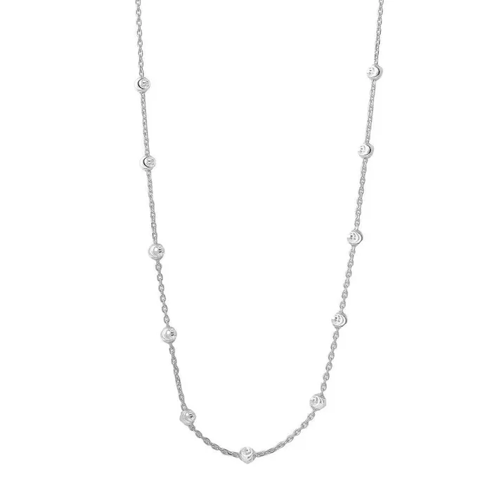 Rhodium Plated 925 Sterling Silver Multi Diamond Cut Beads Two-Tone Rhodium Plated Italian Necklace – ITN00134RH