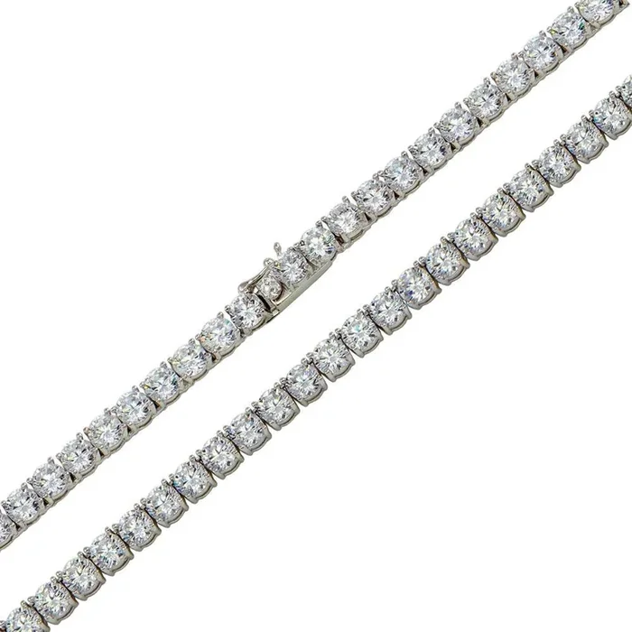 Rhodium Plated 925 Sterling Silver Round CZ Tennis Necklace 3.5mm – GMN00226
