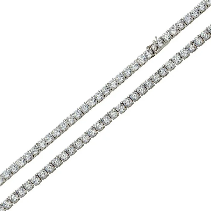 Rhodium Plated 925 Sterling Silver Round CZ Tennis Necklace and Bracelet 3mm – STP01709 RH