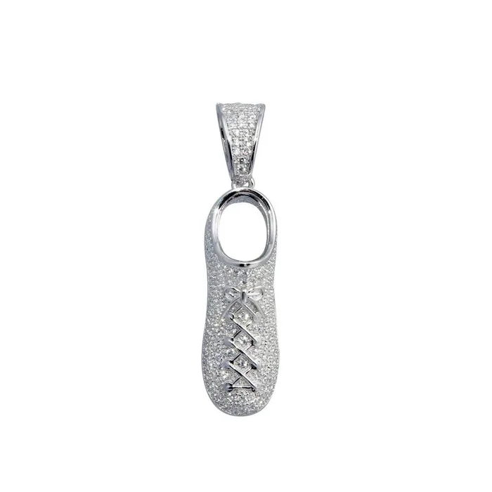 Rhodium Plated 925 Sterling Silver Sneaker Shoe Hip Hop Pendant – SLP00036