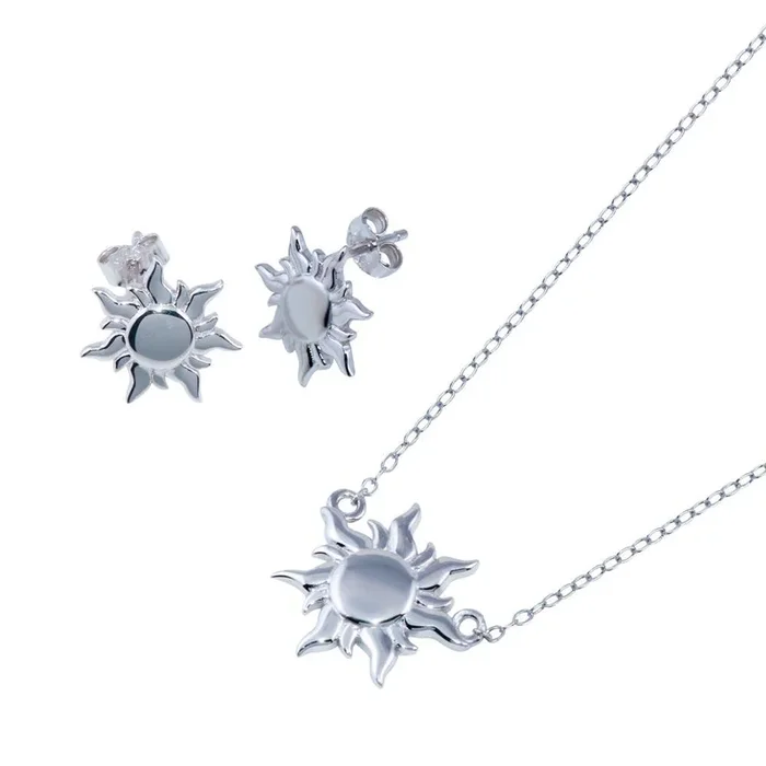 Rhodium Plated 925 Sterling Silver Sun Charm Set – STS00547
