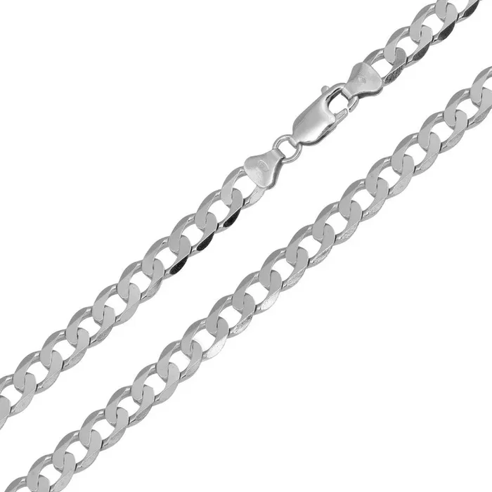 Rhodium Plated 925 Sterling Silver Super Flat Curb 180 Chain or Bracelet 6mm – CH419 RH