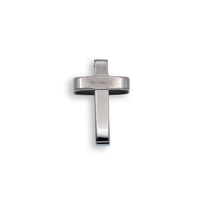 Rhodium Plated Stainless Steel Hollow Cross Pendant – SSP00361