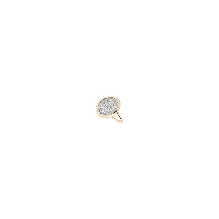 Ring Ginette NY Disc Ring large pink gold paving diamonds RDD2 – Lepage