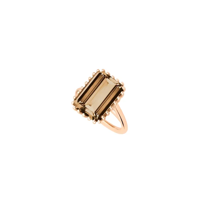Ring Ginette NY Vertical Cocktail in rose gold and smoked quartz | Lepage