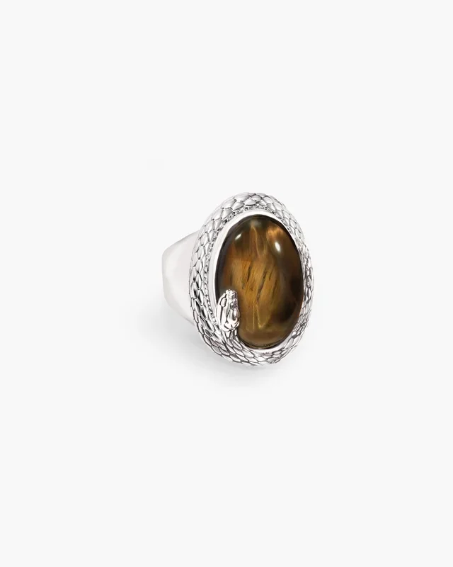 Ring mit Tigerauge-Stein und Spirale