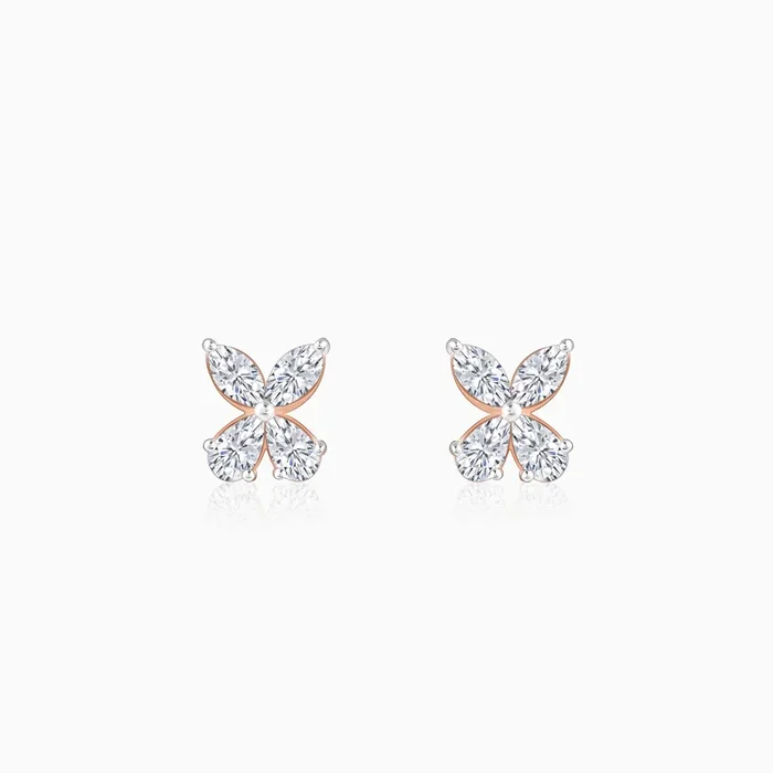 Rose Gold Filigree Butterfly Lab Grown Diamond Earrings