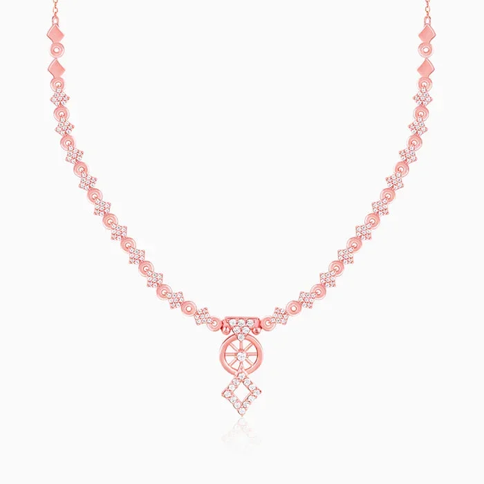 Rose Gold Floral Wheel Necklace