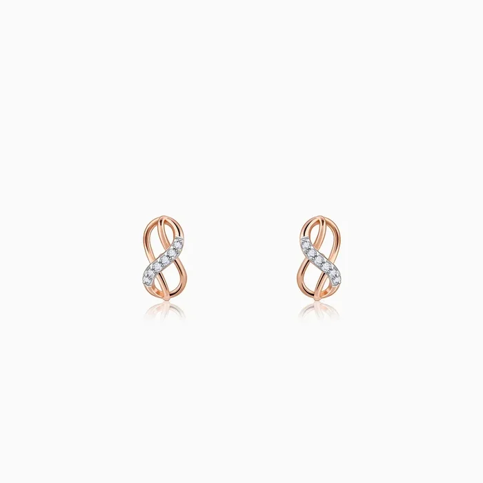 Rose Gold Infinity Sparkle Diamond Earrings