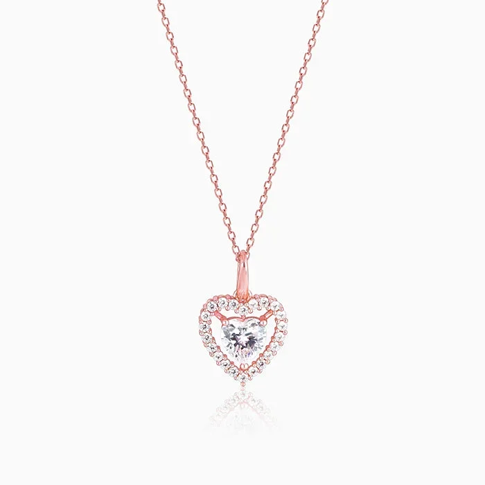Rose Gold Love Within Pendant With Link Chain