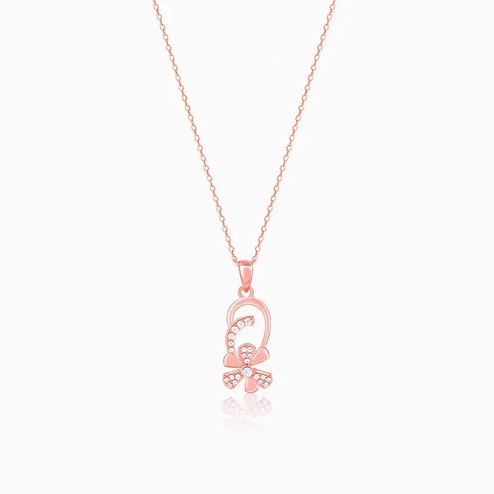 Rose Gold Mindful Musli Spin Pendant With Link Chain
