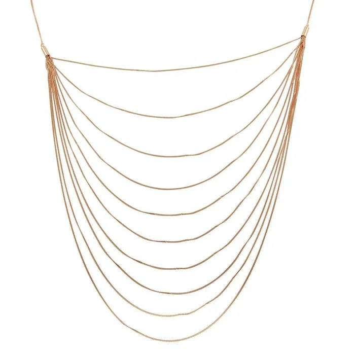 Rose Gold Plated 925 Sterling Silver Multiple Chain Necklace – ECN00031RGP