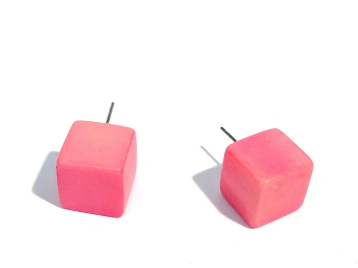Rose Pink Jumbo Cube Stud Earrings