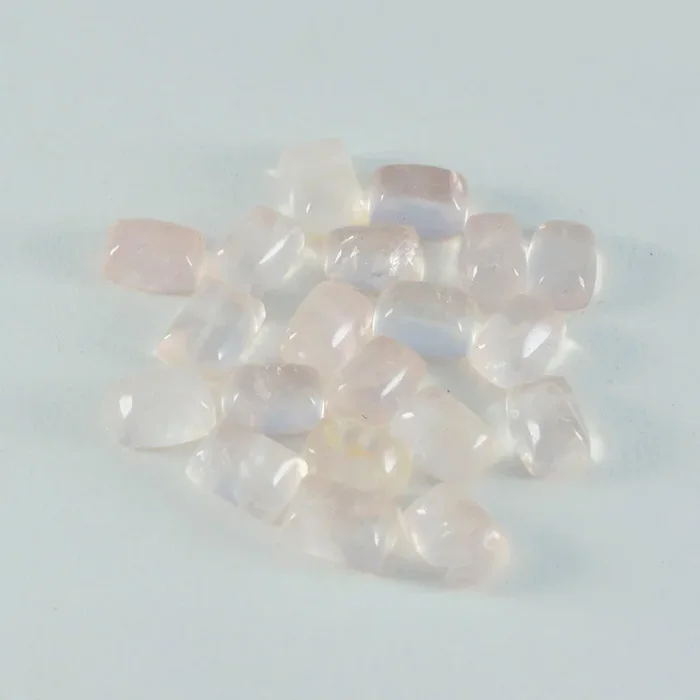 Rose Quartz 10PC Tiny 4×6 MM Emerald Cabochon Pink Genuine semi Precious Loose Gems
