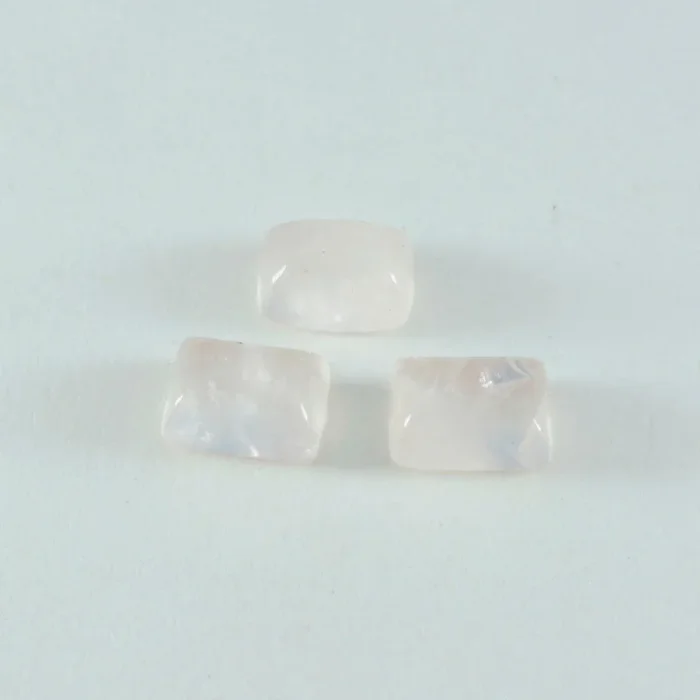 Rose Quartz 1PC Small 6×8 MM Emerald Cabochon Pink Pure semi Precious Loose Gemstones