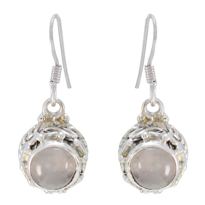 Rose Quartz Egyptian Mila multiple Dangle Pink 925 Sterling Silver Earring