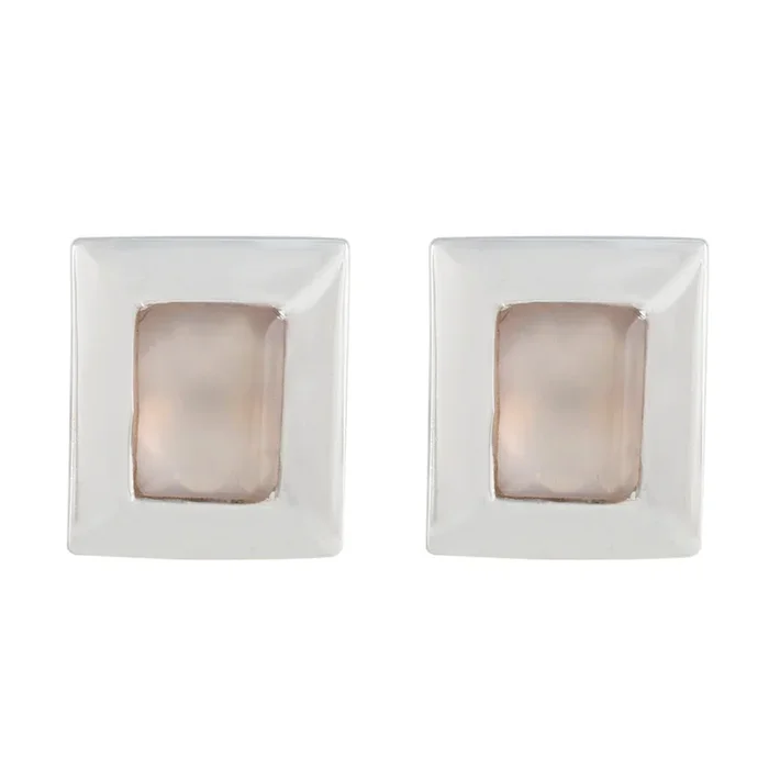 Rose Quartz Latin American Lorena Solitaire Stud Pink 925 Silver Earring