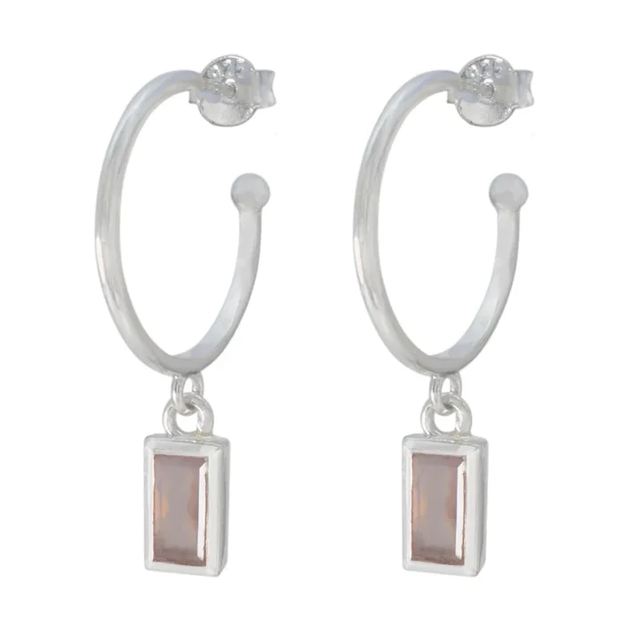 Rose Quartz Latin American Victoria Solitaire Dangle Pink 925 Sterling Silver Earring