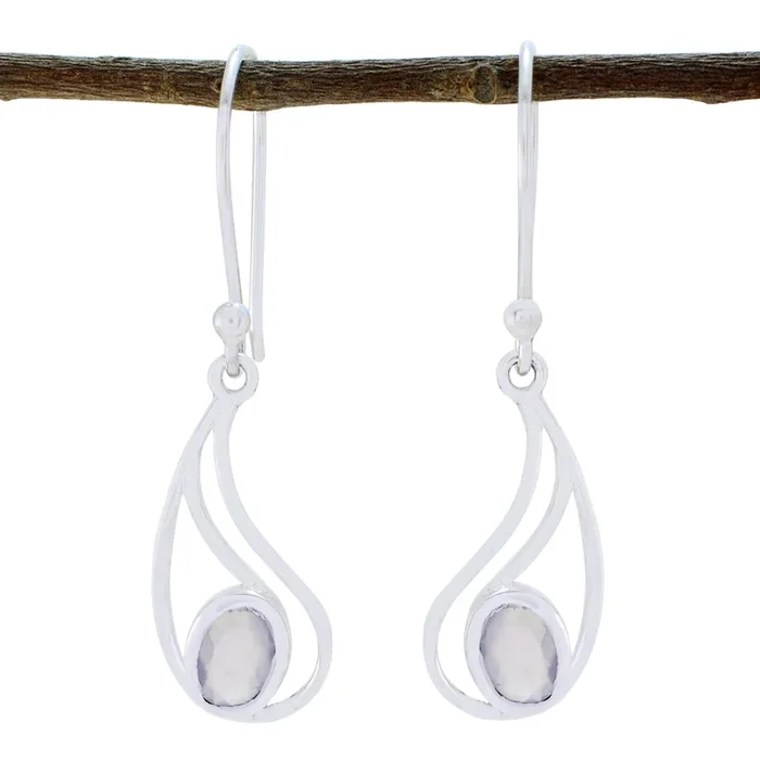 Rose Quartz Mexican Nova Solitaire Dangle Pink Sterling Silver Earring