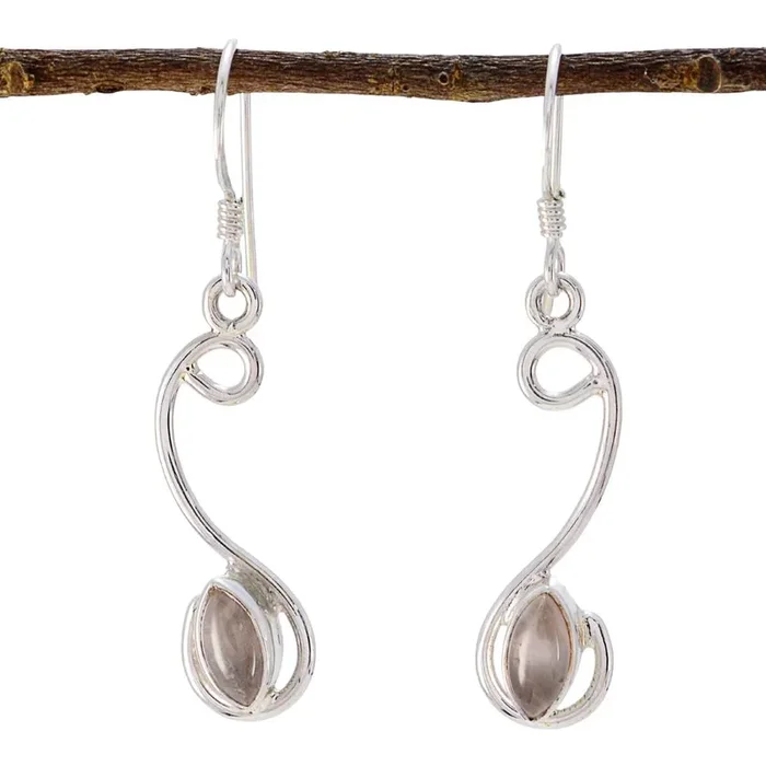 Rose Quartz Middle Eastern Mariana multiple Dangle Pink 925 Silver Earring