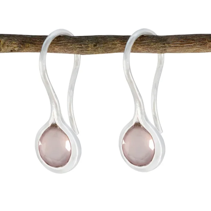 Rose Quartz Spanish Katharina Solitaire Dangle Pink 925 Sterling Silver Earring