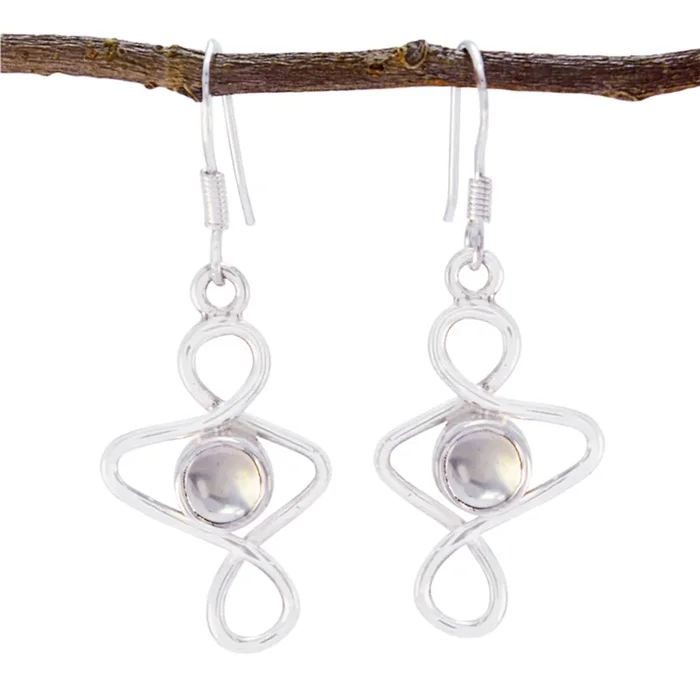 Rose Quartz Turkish Emma Solitaire Dangle Pink 92.5 Silver Earring